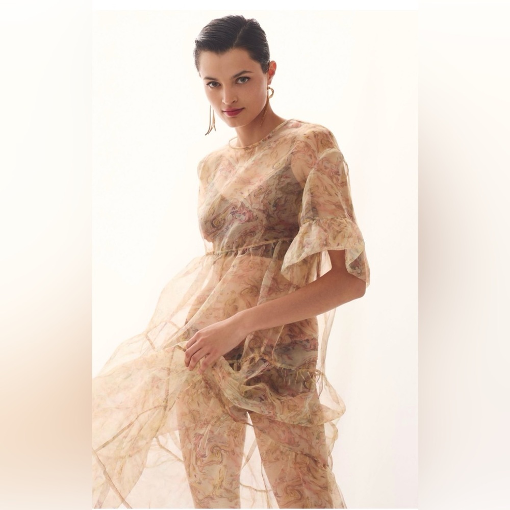 NWOT!!! Anthropologie sheer tiered dress